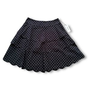 Marysia Resort Black White Polka Dot Layered Scalloped Mini Skirt NWT Medium